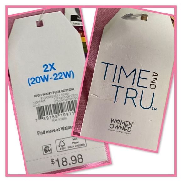 Time & Tru Size 2X Strawberry  Cream Swim Bottom - Picture 11 of 11